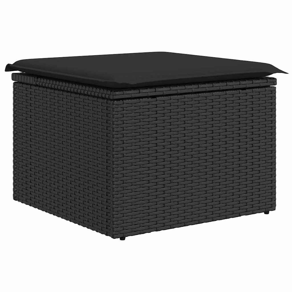 4-piece Garden Sofa Set with Cushions - Black Poly Rattan