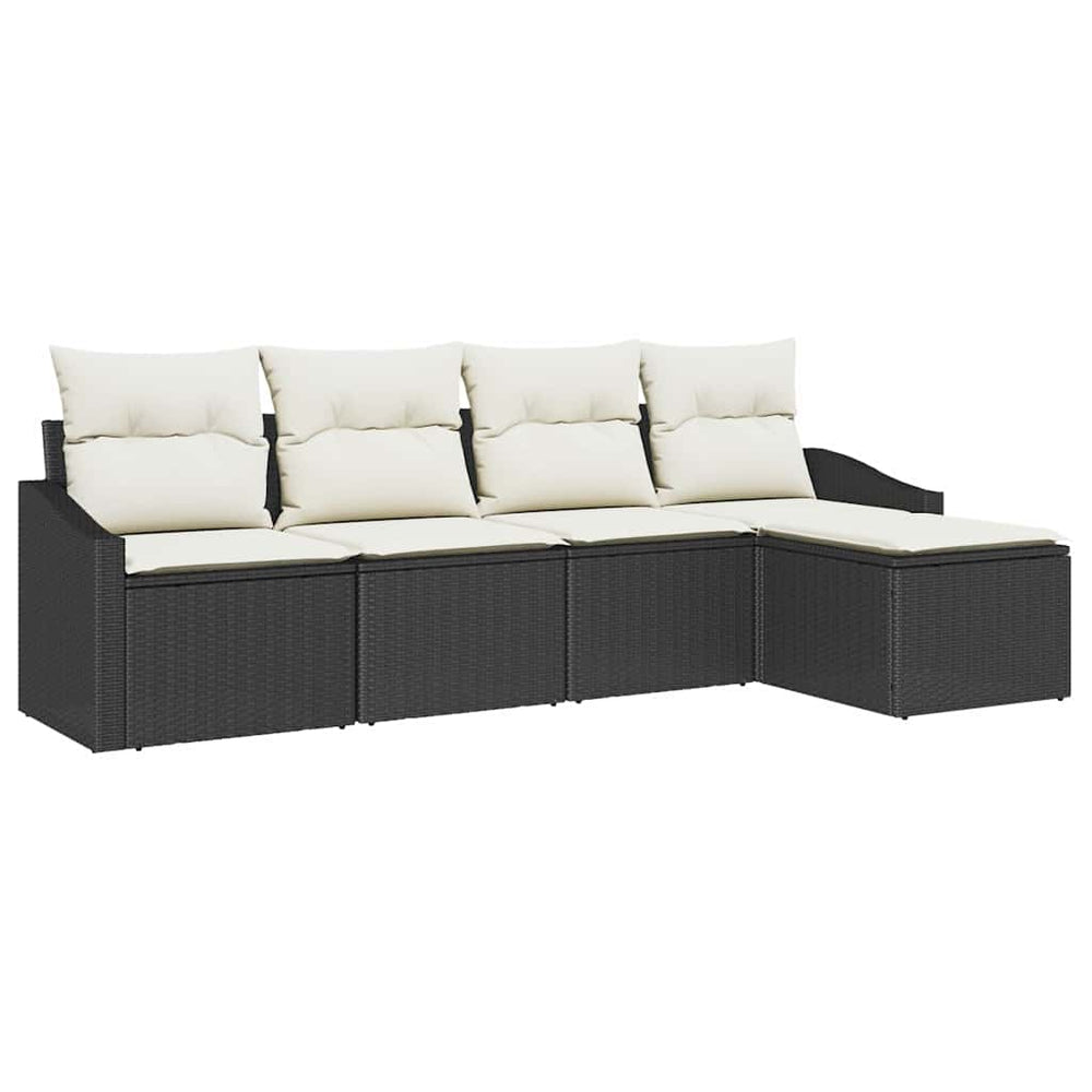 6-piece garden dining set with cushions, brown poly rattan