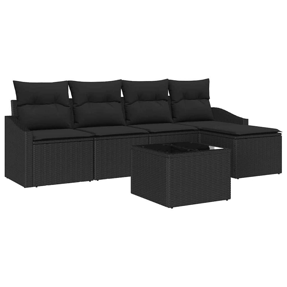 6 Piece Garden Dining Set with Light Grey Cushions Poly Rattan