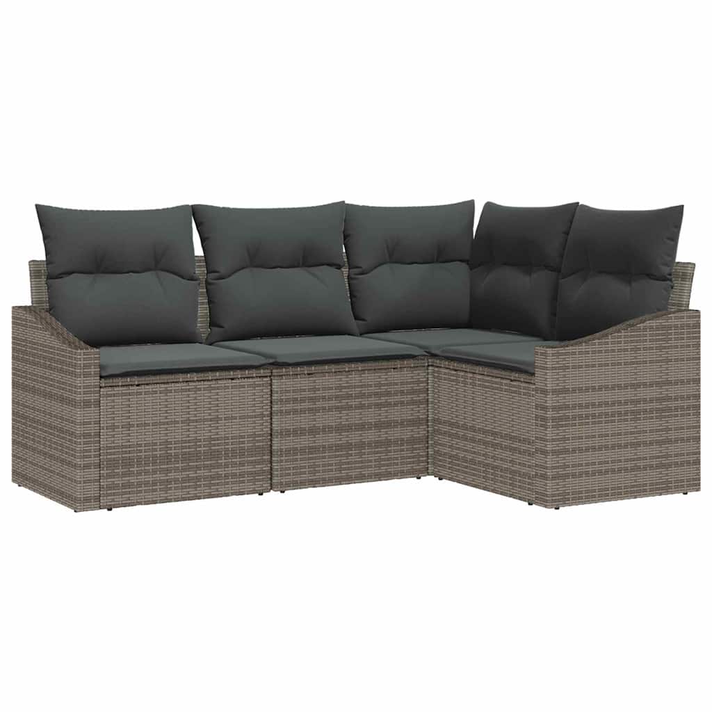 Sodo Sofų Rinkinys su pagalve 4 pcs Pilka poliratanas