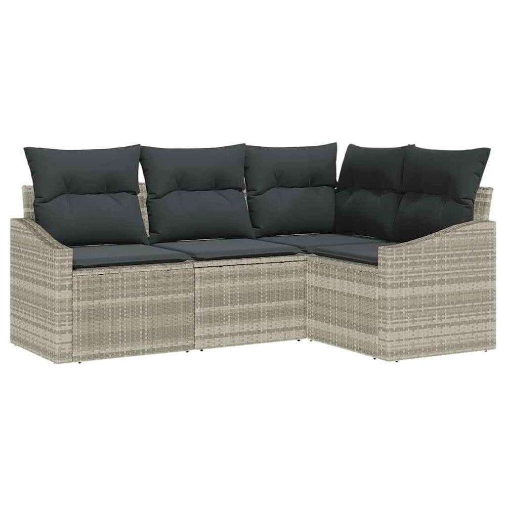 4-piece garden dining set with light grey cushions