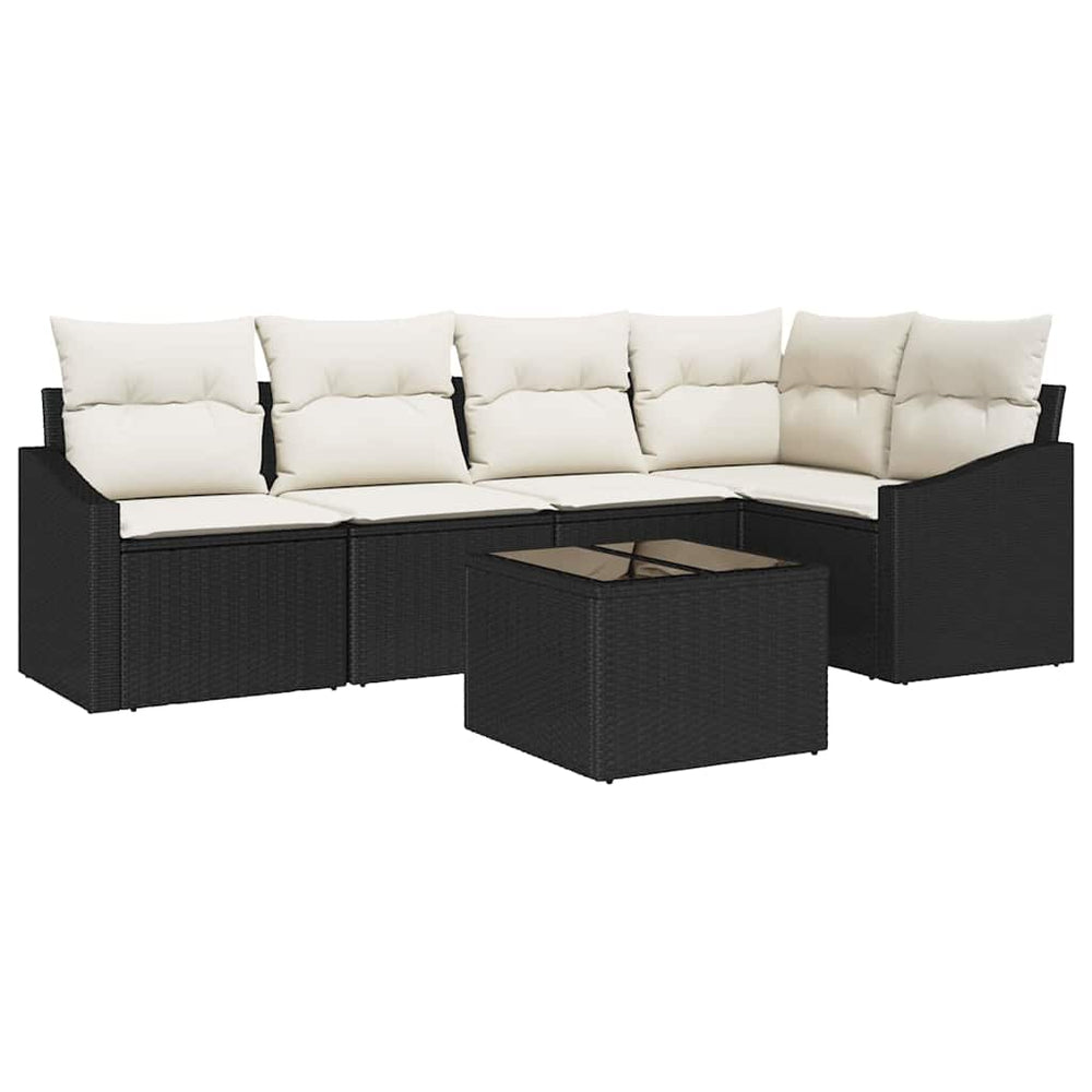 5-Piece Garden Dining Set with Cushions, Brown Poly Rattan