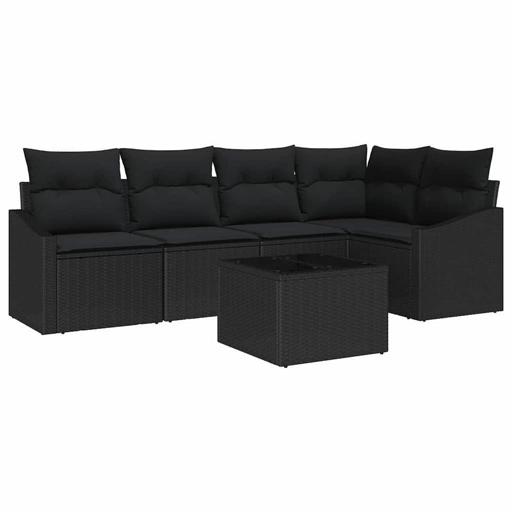 6 Piece Garden Dining Set with Cushions, Grey Poly Rattan