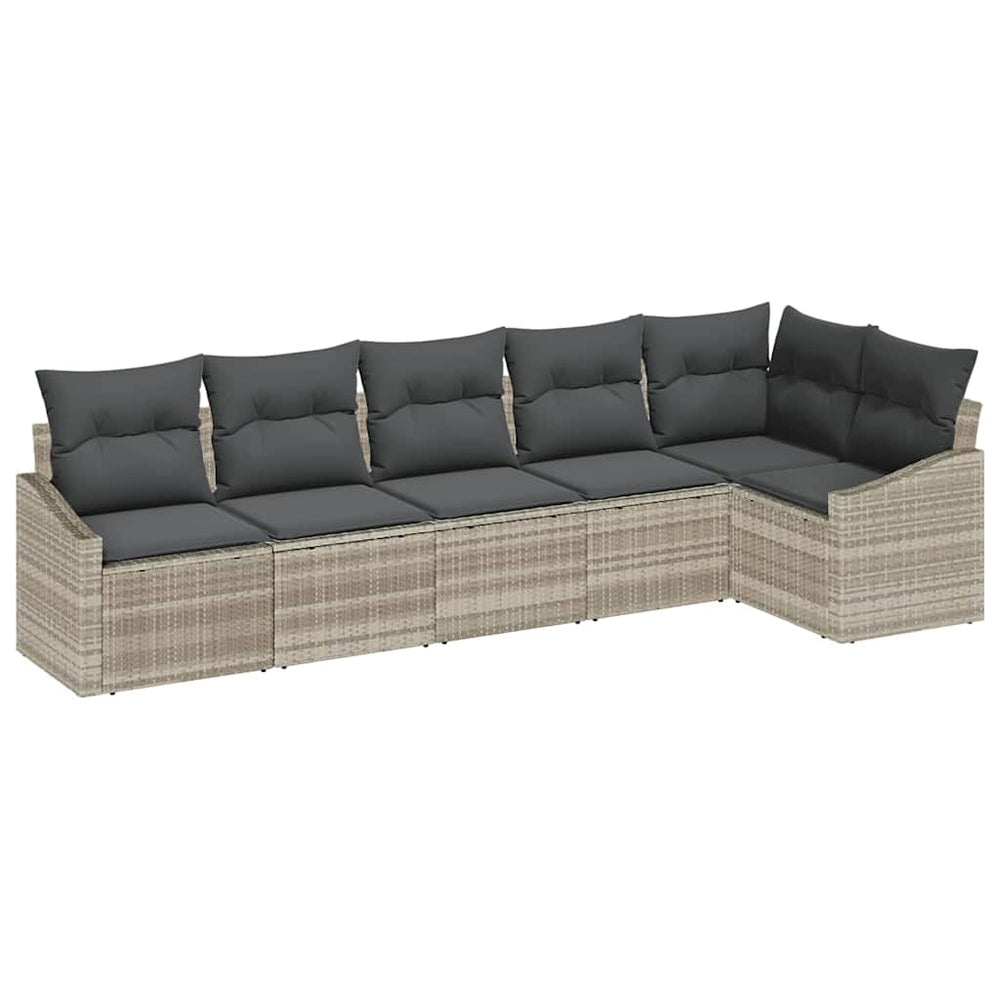 6-piece garden dining set with light grey cushions