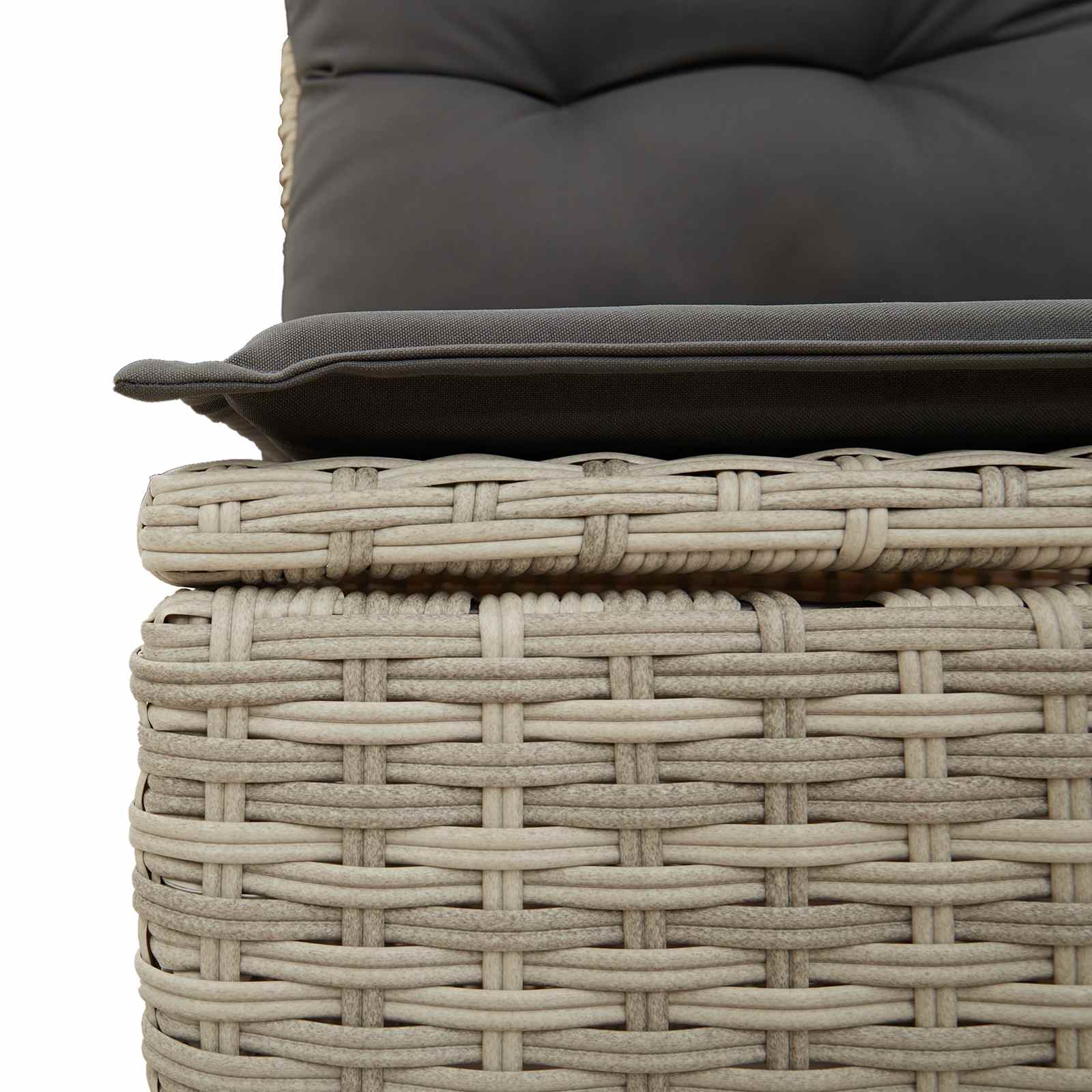 7-piece garden dining set with cushions, light grey poly rattan