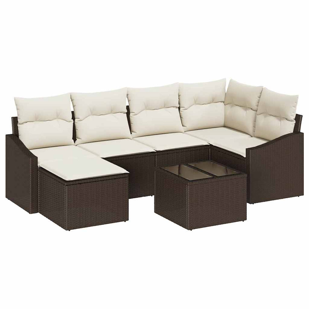 6-piece garden dining set with grey poly rattan cushions
