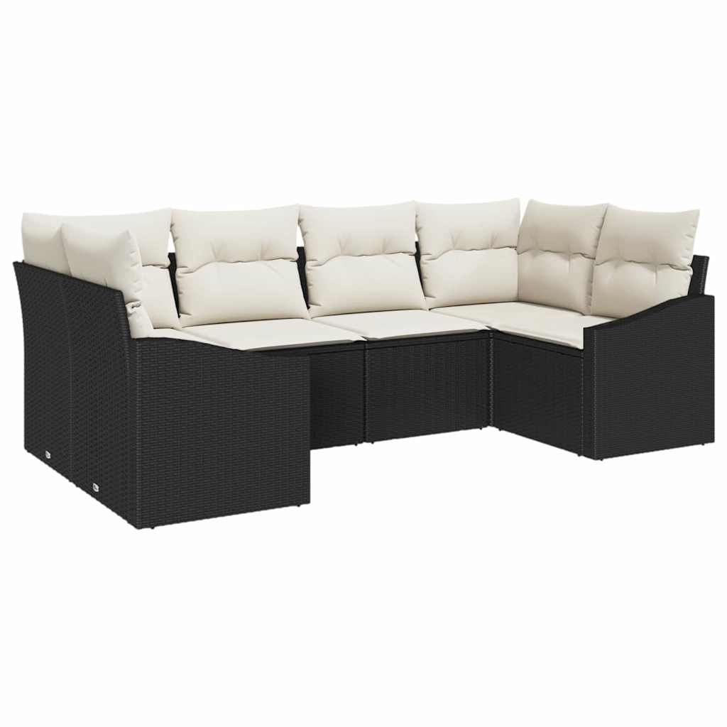 6 dalių sodinė sofa komplektas su pagalvėlėmis juoda iš poli ratanas