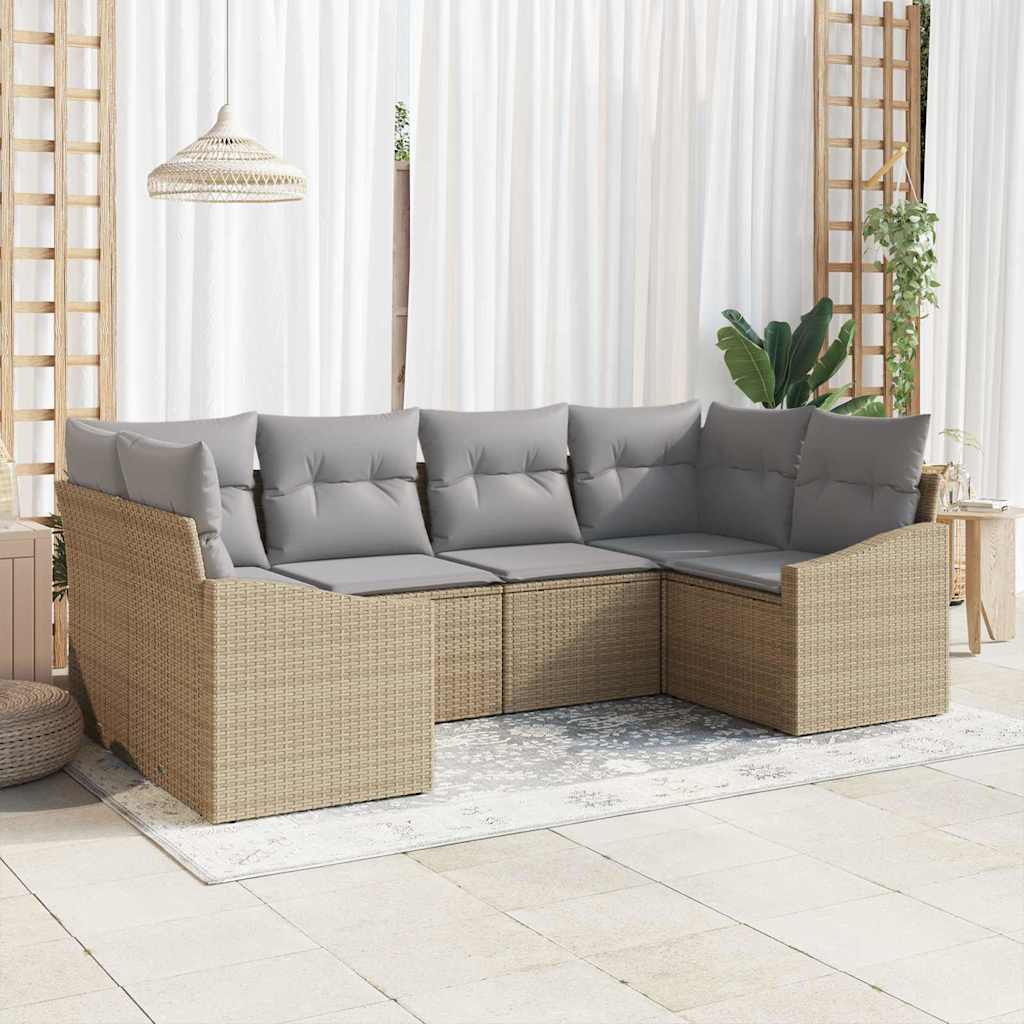 Garden Sofa Set with Cushion 6 pcs Beige and Light Grey