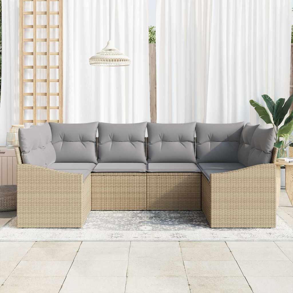 Garden Sofa Set with Cushion 6 pcs Beige and Light Grey