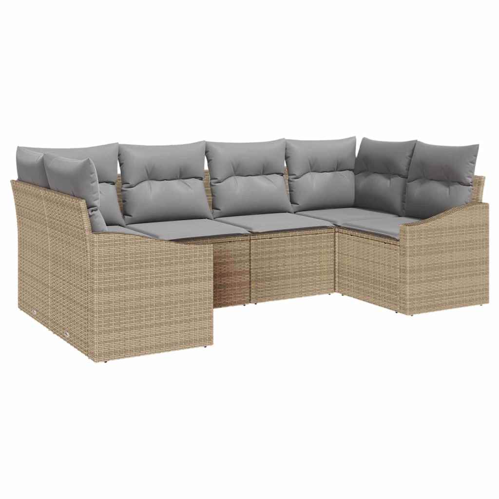 Garden Sofa Set with Cushion 6 pcs Beige and Light Grey