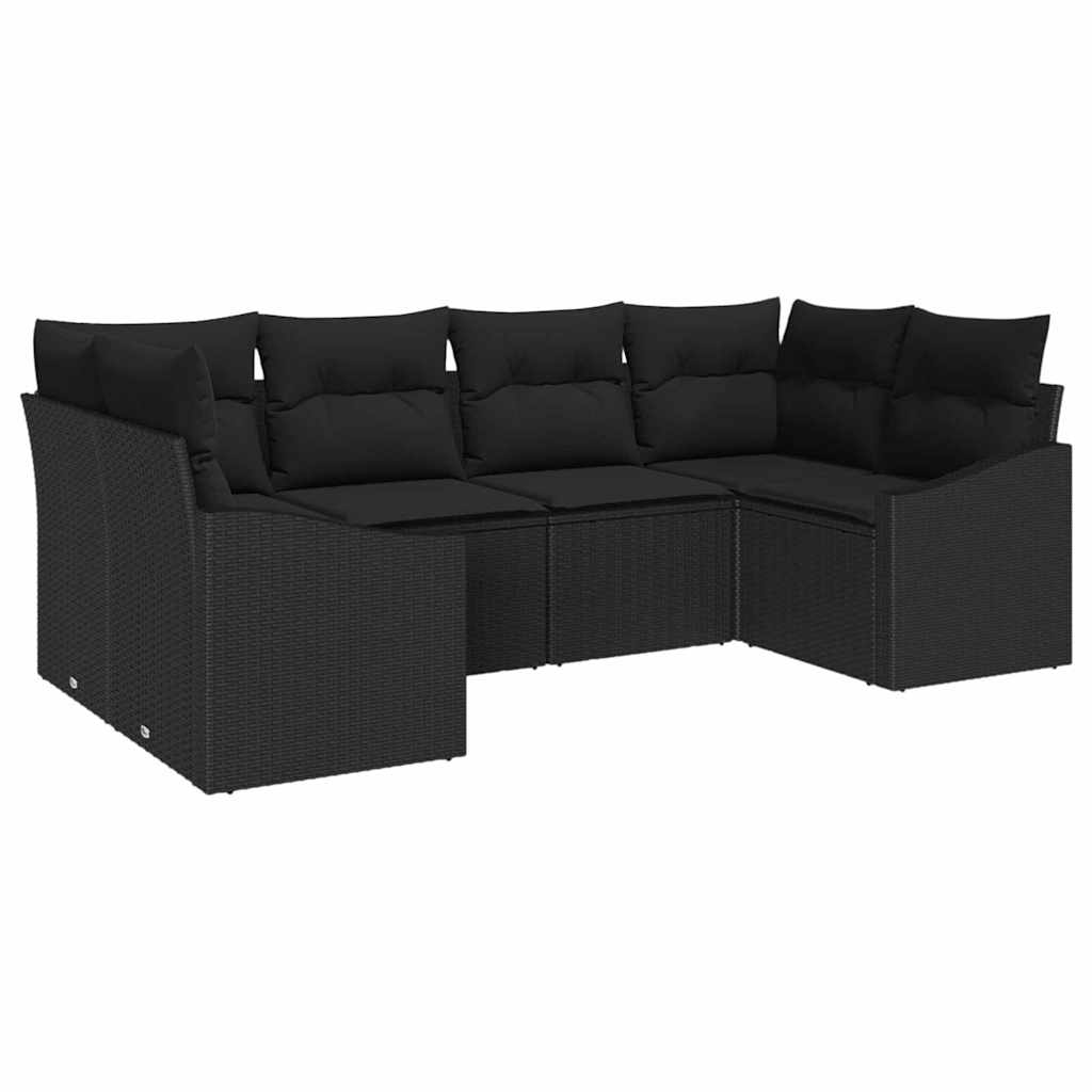 Sodo Sofų Rinkinys su saugykla 6 pcs Juoda poliratanas
