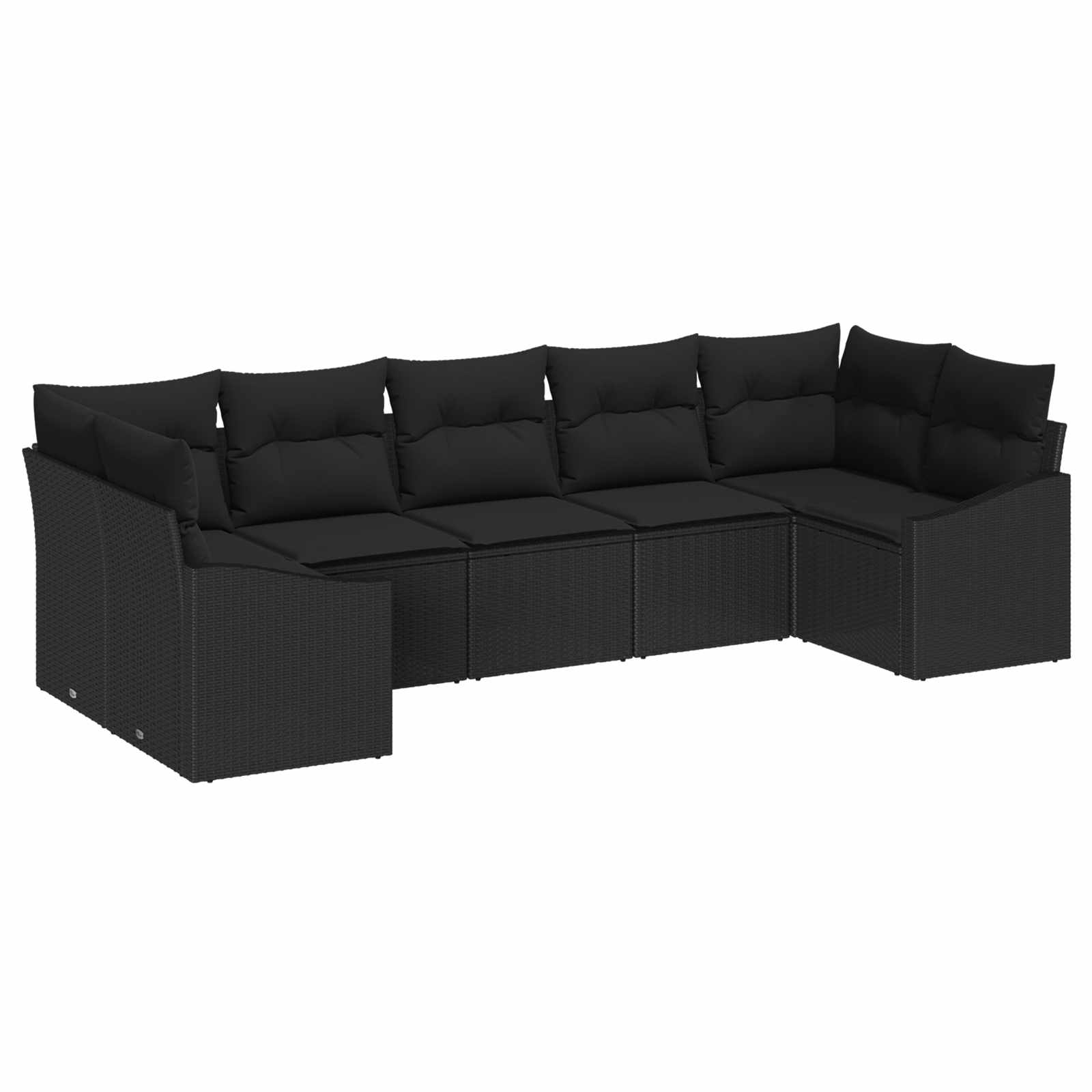 7-piece garden dining set with cushions - black polyrattan
