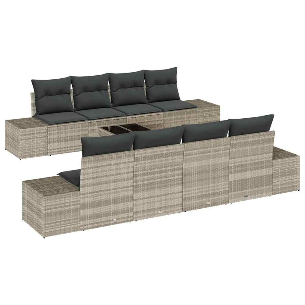 7 dalių sodo sofaset'as su šviesiai pilkomis pagalvėlėmis