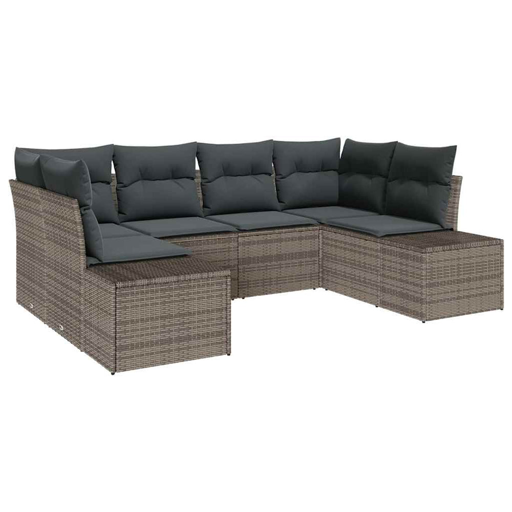 Sodo Sofų Rinkinys su saugykla 6 pcs Pilka Poli ratanas