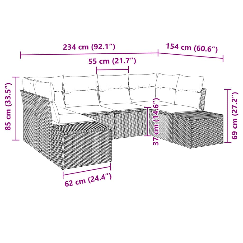 Sodo Sofų Rinkinys su saugykla 6 pcs Juoda Poli ratanas