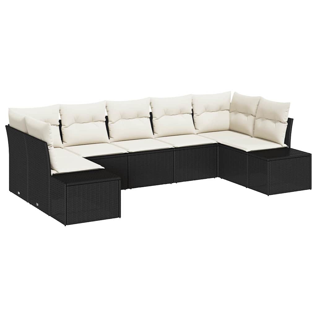 Sodo Sofų Rinkinys 7 pcs Juoda ir kreminė 289 x 154 x 85 cm