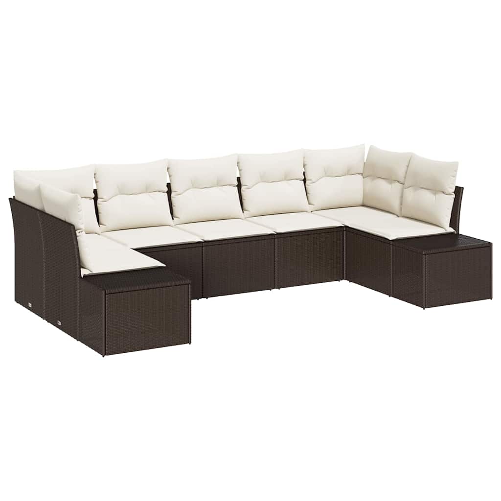 Sodo Sofų Rinkinys 7 pcs Ruda ir kreminė 289 x 154 x 85 cm