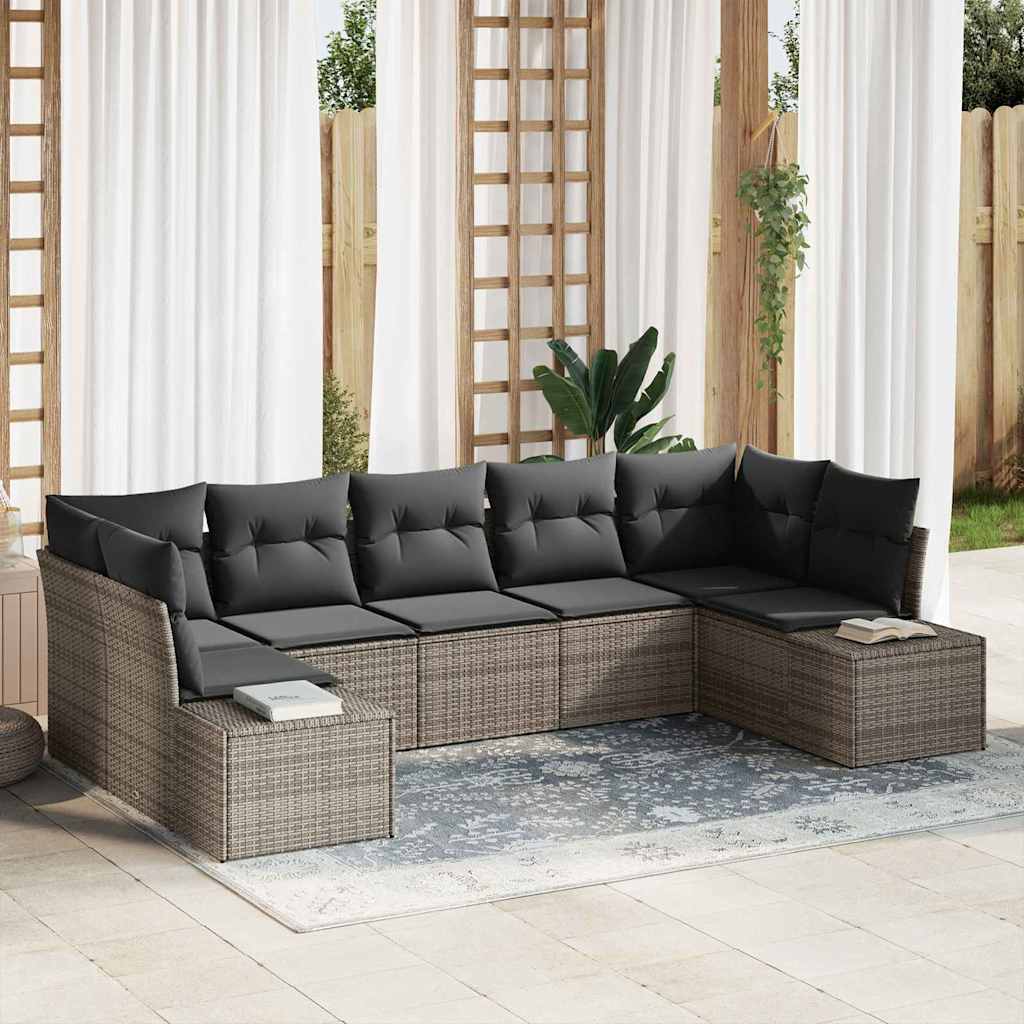 Garden Sofa Set 7 pcs Grey 289 x 154 x 85 cm Poly Rattan