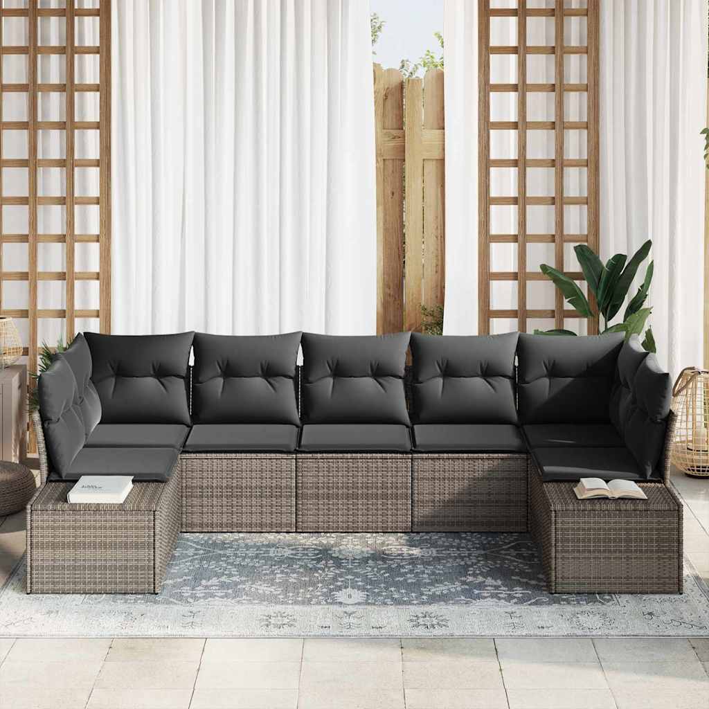 Garden Sofa Set 7 pcs Grey 289 x 154 x 85 cm Poly Rattan