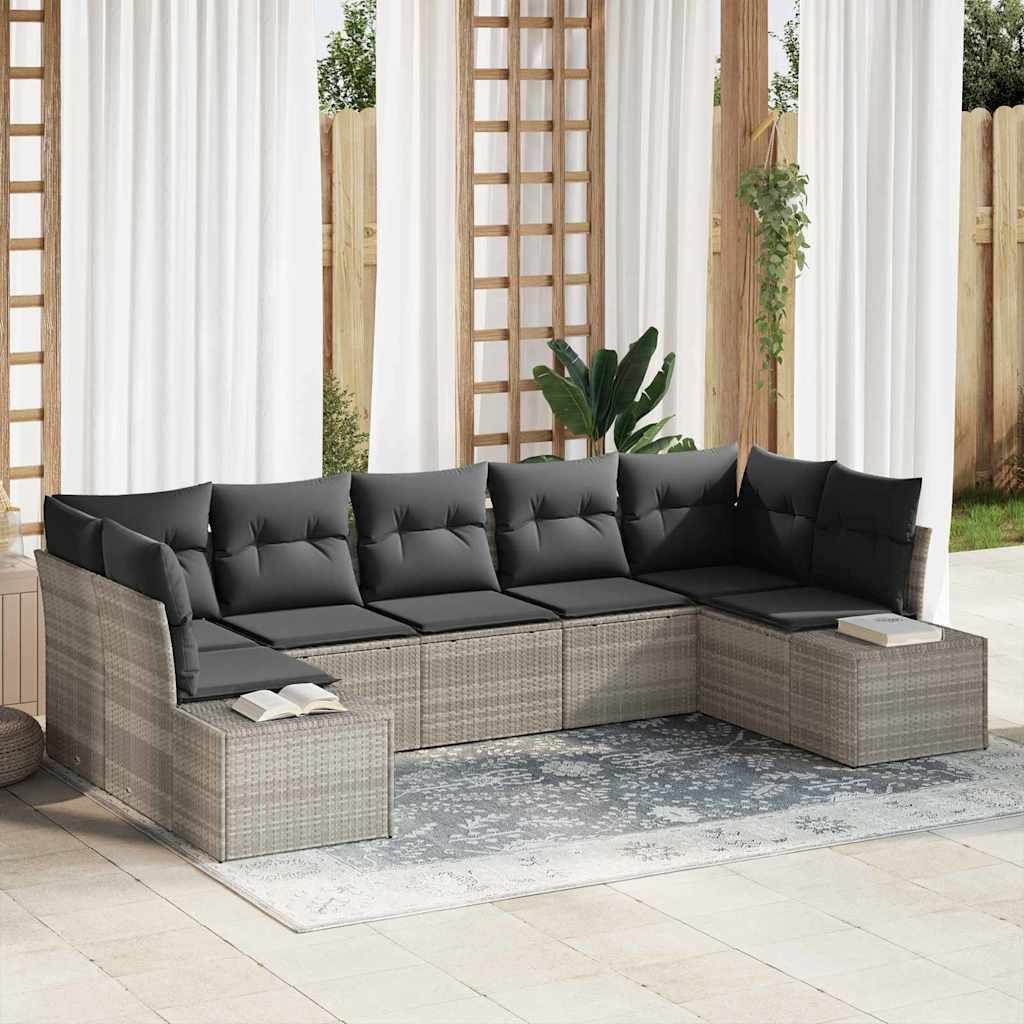 Sodo Sofų Rinkinys 7 pcs Šviesiai pilka 289 x 154 x 85 cm