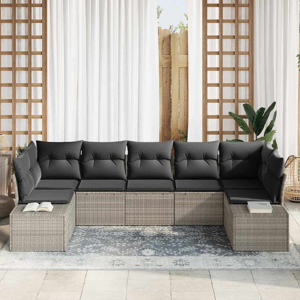 Sodo Sofų Rinkinys 7 pcs Šviesiai pilka 289 x 154 x 85 cm
