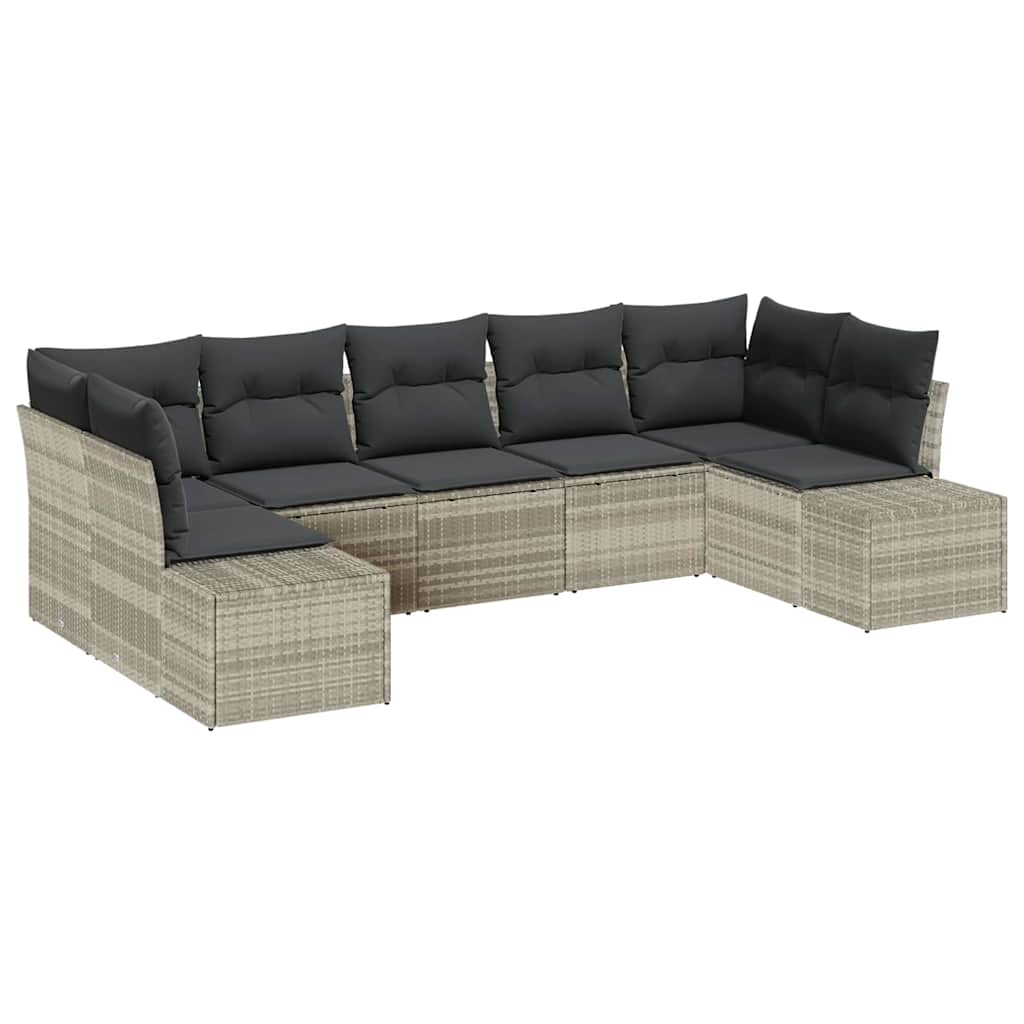 Sodo Sofų Rinkinys 7 pcs Šviesiai pilka 289 x 154 x 85 cm
