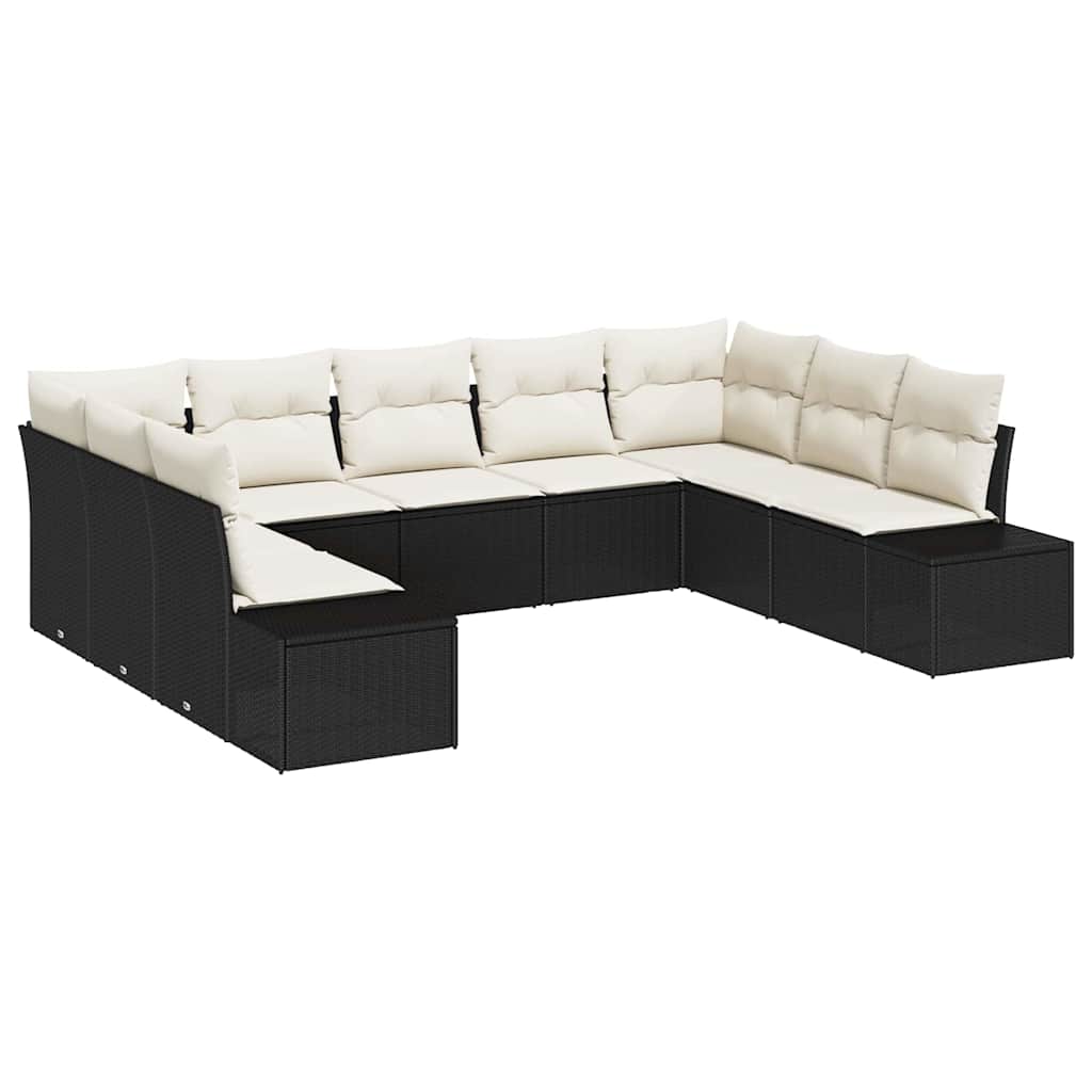 Sodo Sofų Rinkinys 9 pcs Juoda ir kreminė 289 x 209 x 85 cm