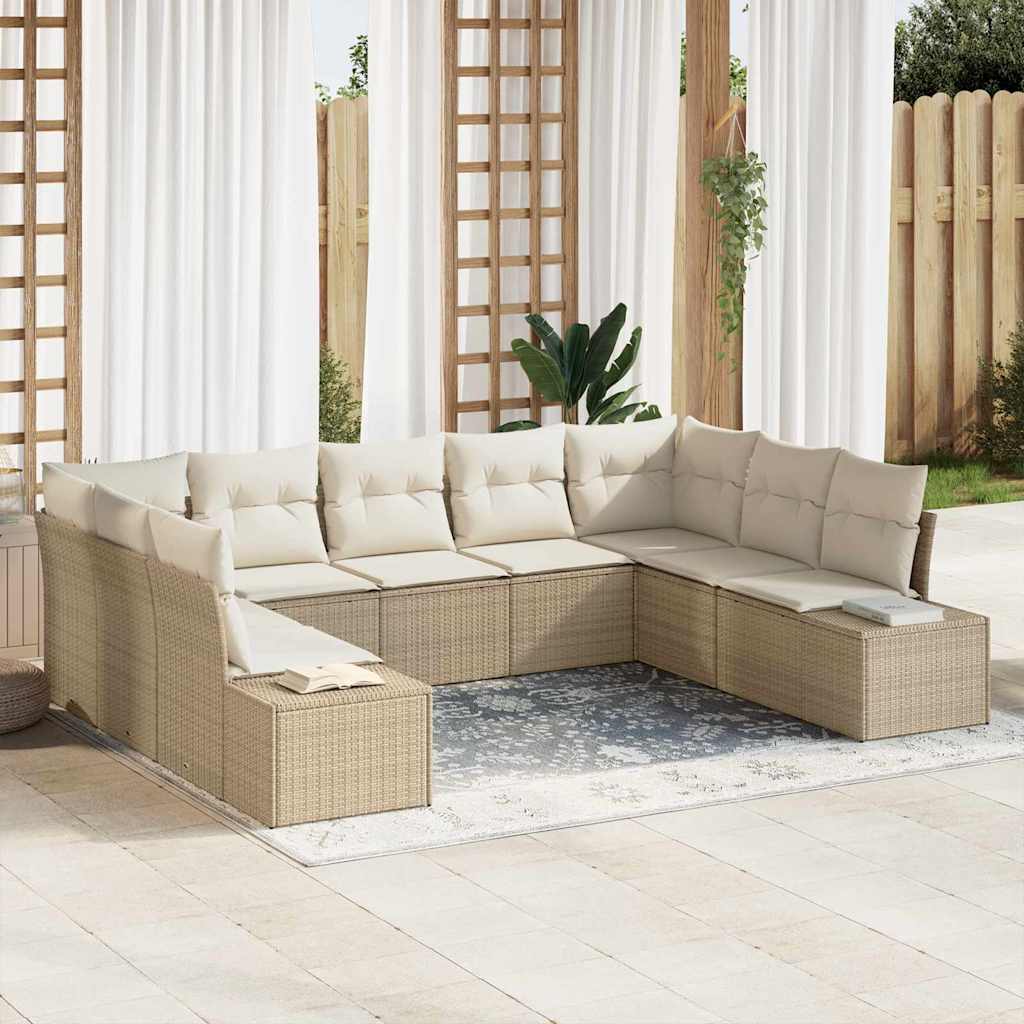 Garden Sofa Set with Cushions 9 pcs Sand and Cream