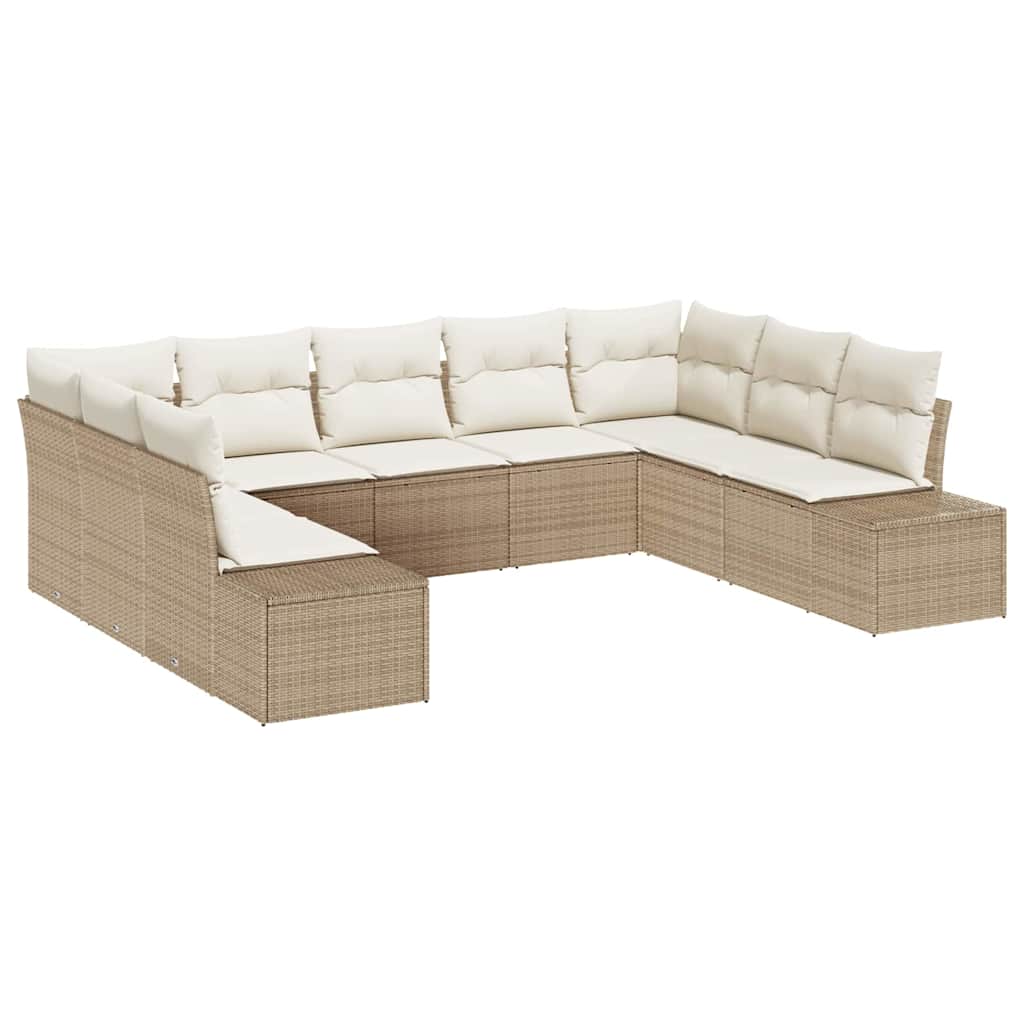 Garden Sofa Set with Cushions 9 pcs Sand and Cream