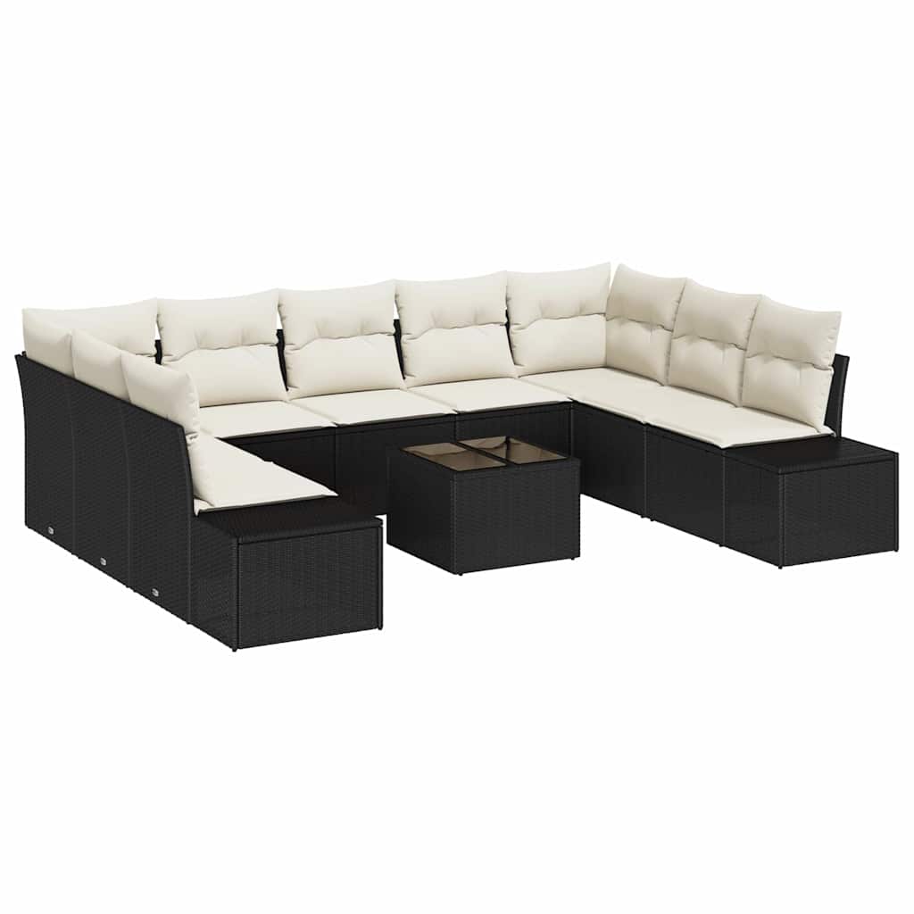 Sodo Sofų Rinkinys 10 pcs Juoda ir kreminė 289 x 209 x 85 cm