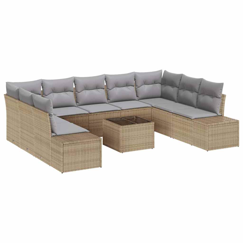 Sodo Sofų Rinkinys 10 pcs smėlio ir šviesiai pilkos spalvos