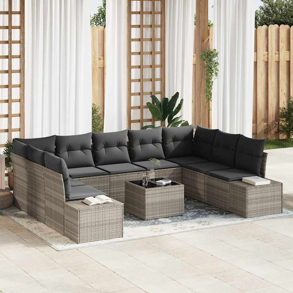 Sodo Sofų Rinkinys 10 pcs Šviesiai pilka 289 x 209 x 85 cm