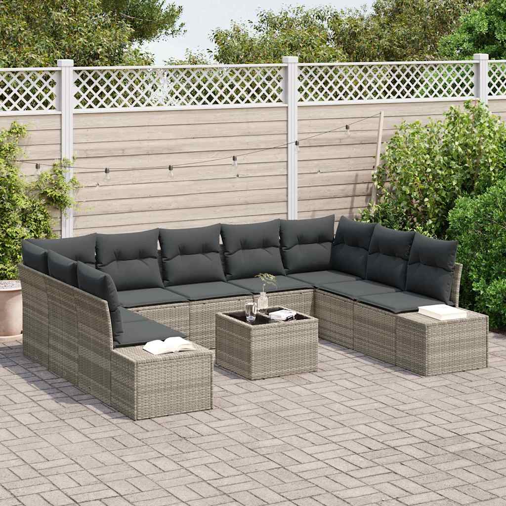 Sodo Sofų Rinkinys 10 pcs Šviesiai pilka 289 x 209 x 85 cm