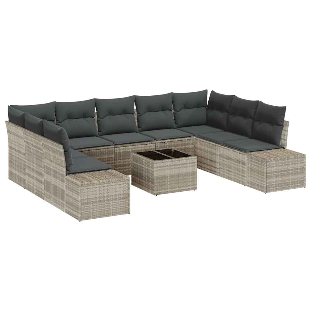 Sodo Sofų Rinkinys 10 pcs Šviesiai pilka 289 x 209 x 85 cm