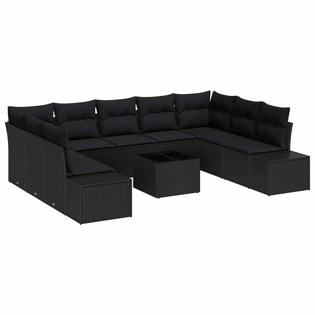 Sodo Sofų Rinkinys 10 pcs Juoda 289 x 209 x 85 cm Poli ratanas