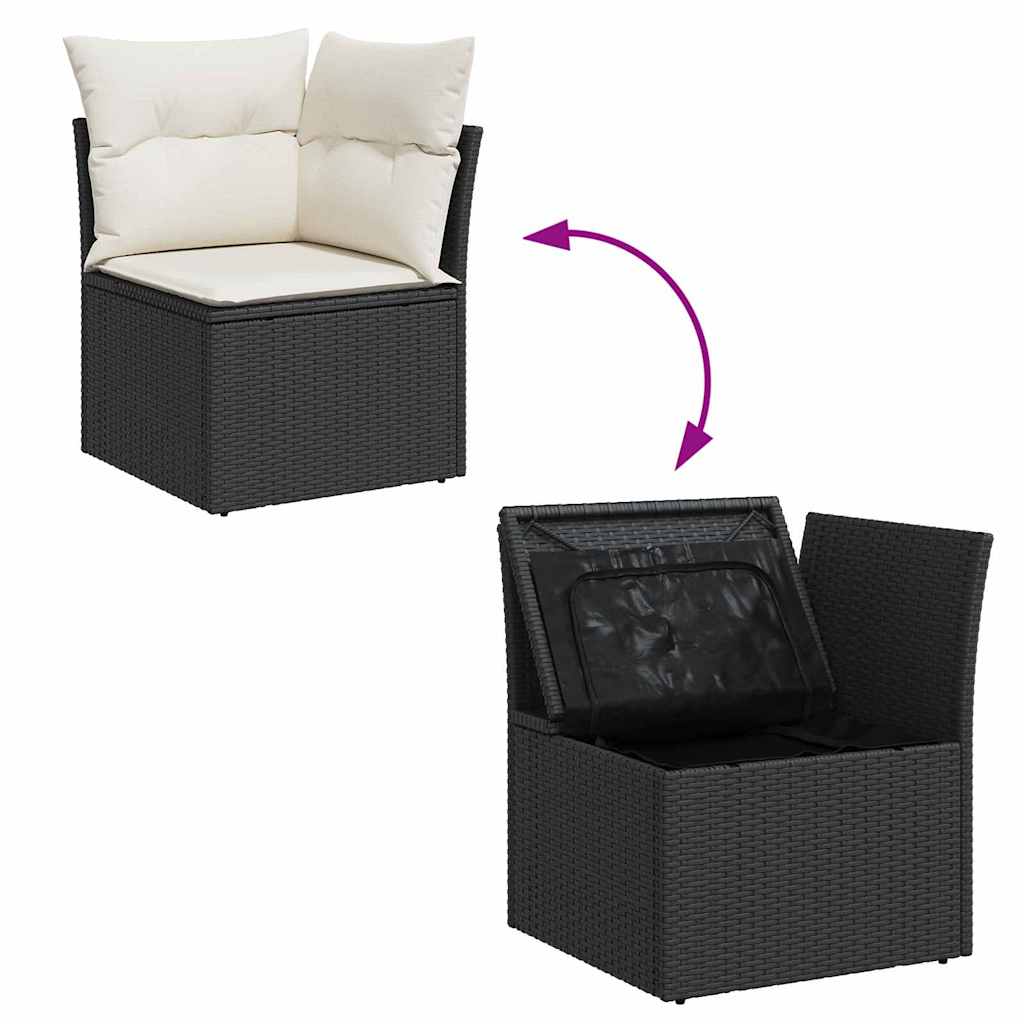 10 dalių Sodo Sofa Rinkinys su Pagalvėmis Juodas Poli Ratanas