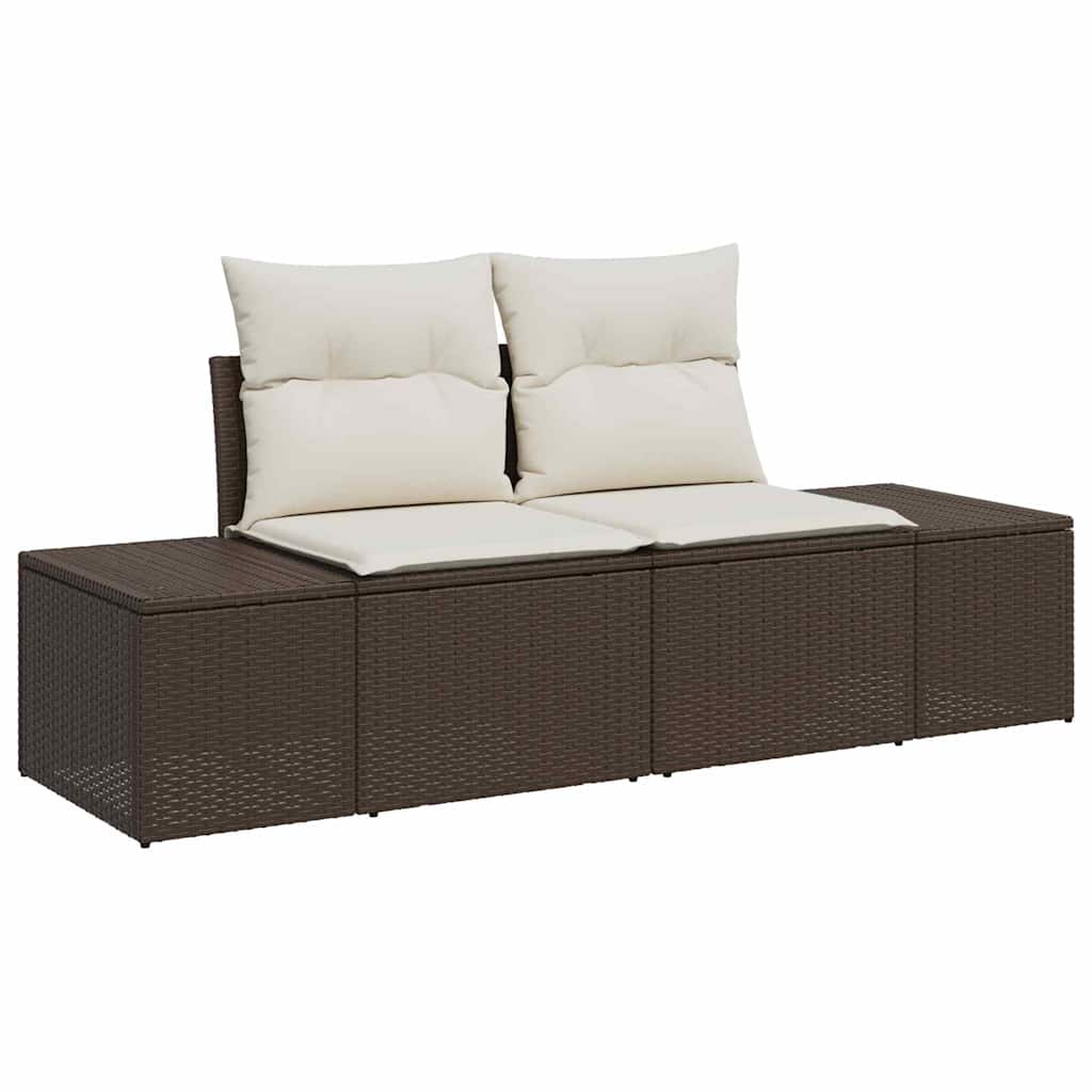 10 Gabalų Sodo Sofa Komplektas su Pagalvėlėmis Ruda Poli Rataninė