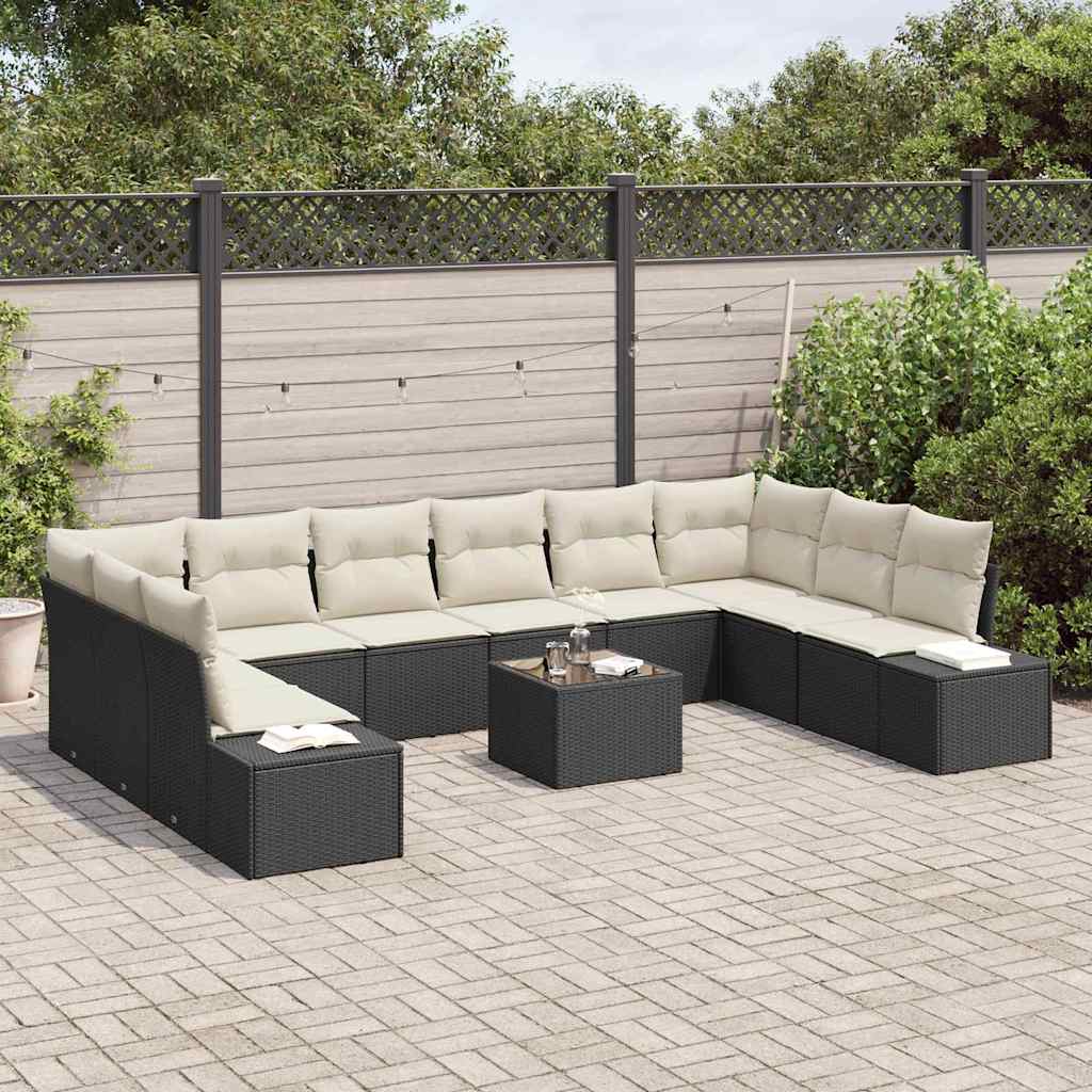 10 dalių sodo sofa komplektas su pagalvėmis iš rudo poliratanas