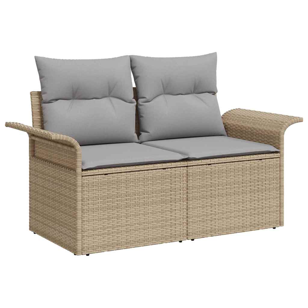 6 Dalių Sodo Sofa Komplektas Su Pagalvėmis Smėlis Poli Ratanas Akacija