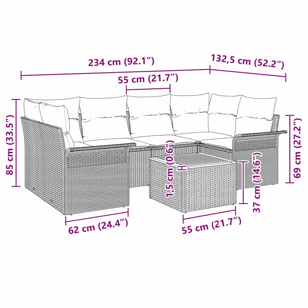 7 dalių sodo sofa rinkinys su pagalvėlėmis smėlio poli rattan akacija