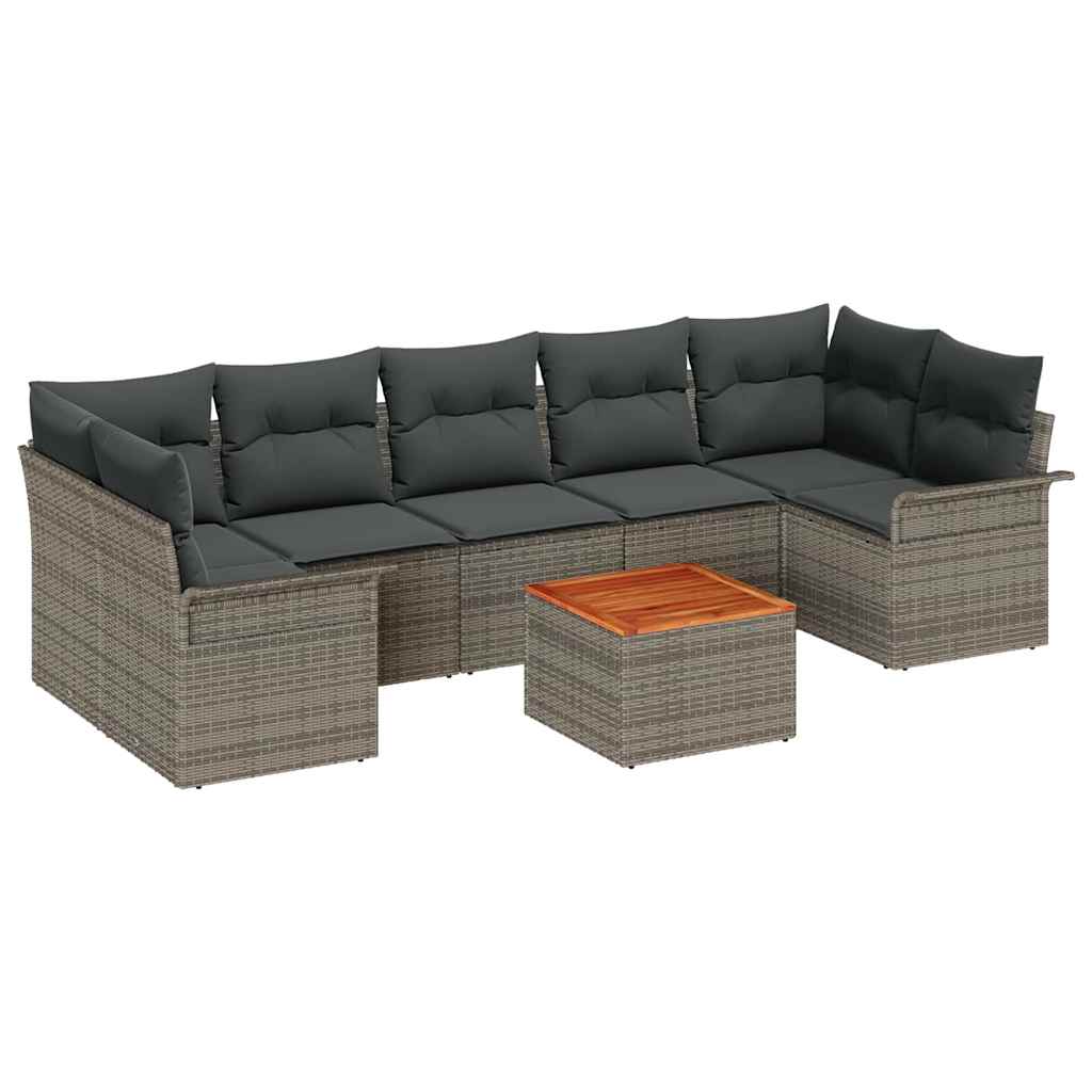 8 dalių sodo sofa rinkinys su pagalvėlėmis pilko poli ratanas akacija