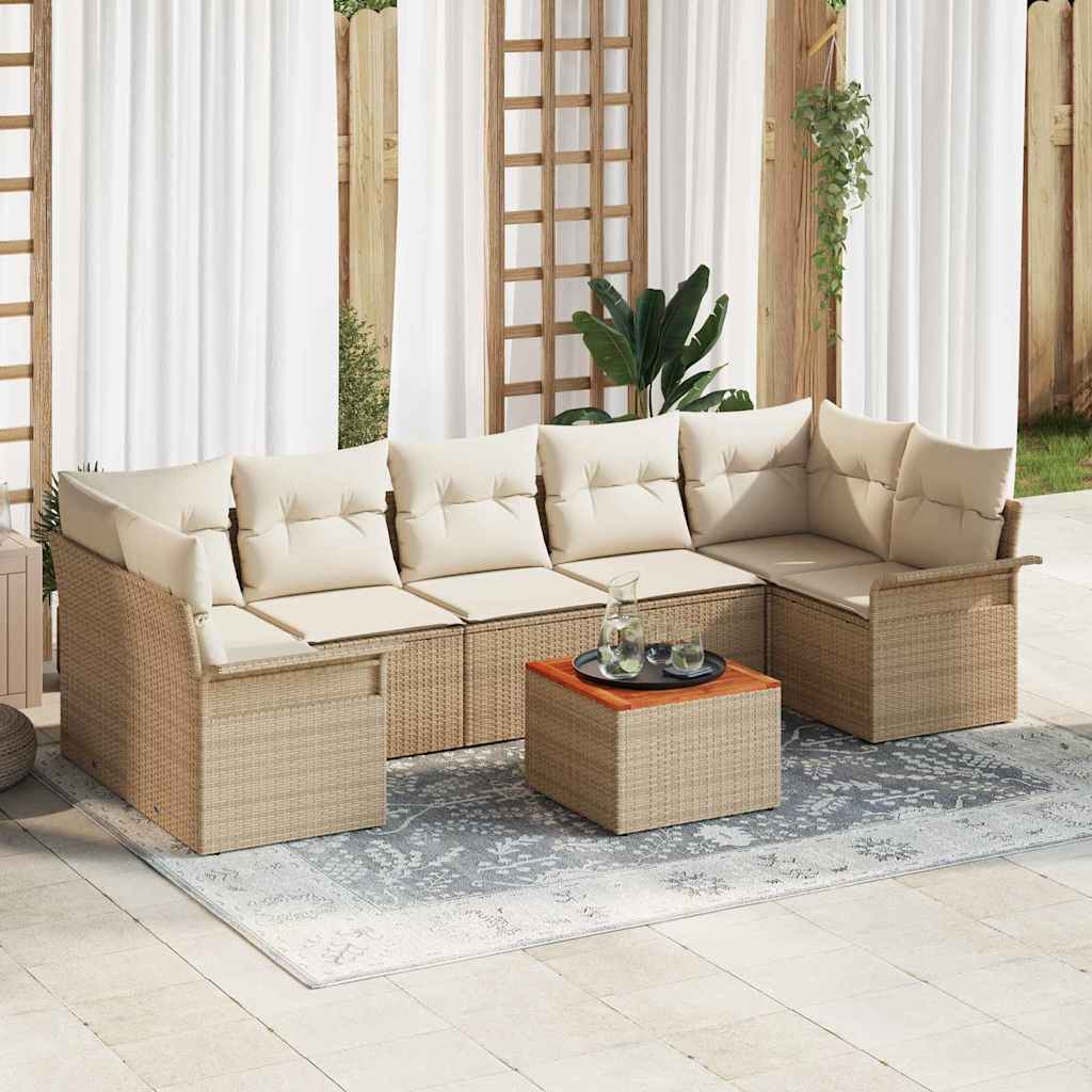 Sodo Sofų Rinkinys su pagalve 8 pcs Bežinė ir kreminė