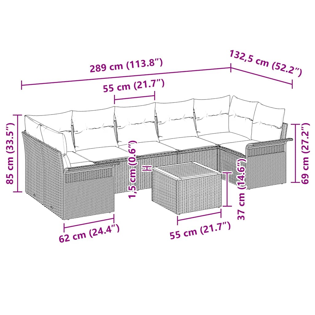 Sodo Sofų Rinkinys su pagalve 8 pcs Bežinė ir kreminė