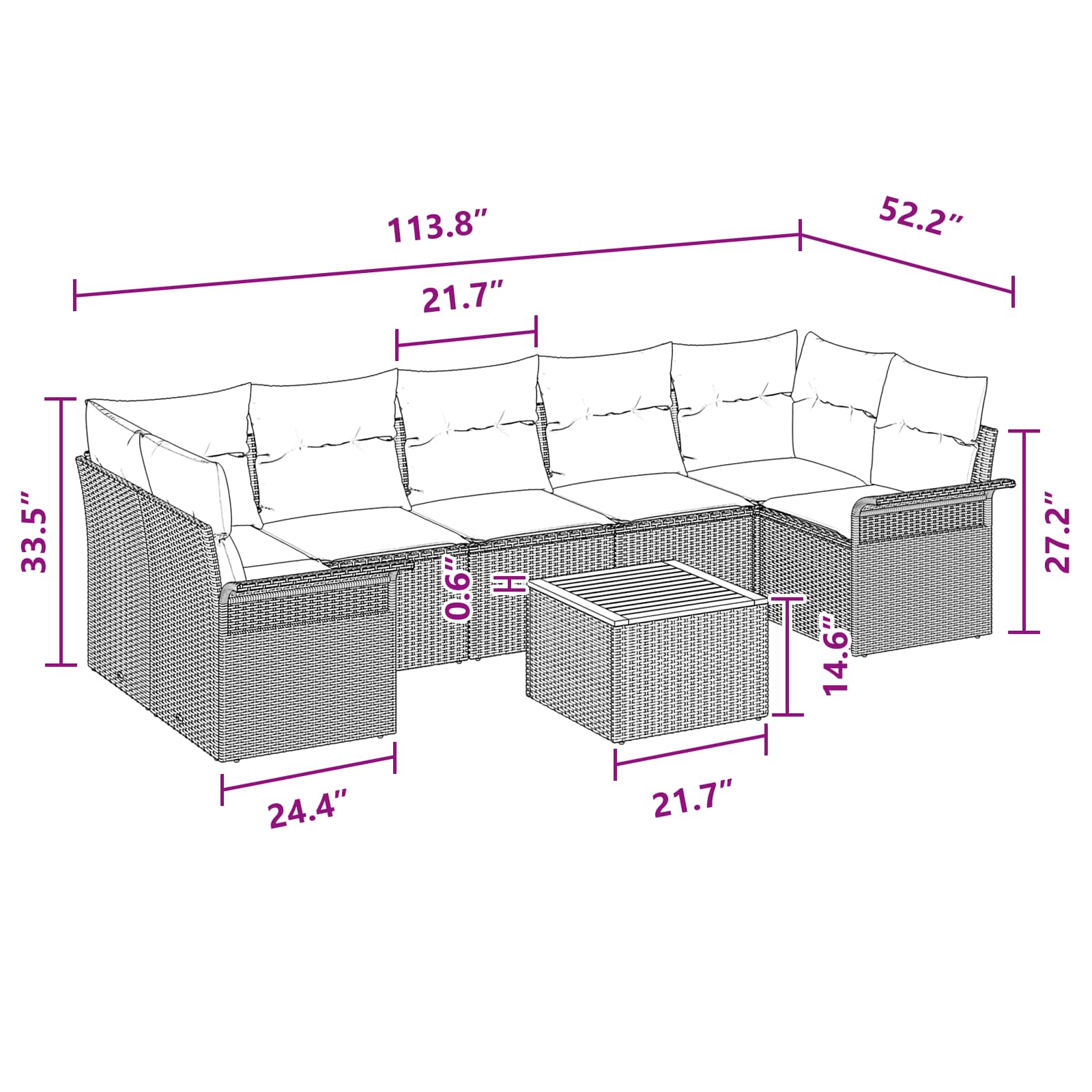 Sodo Sofų Rinkinys 8 pcs Juoda ir turkio poliratanas