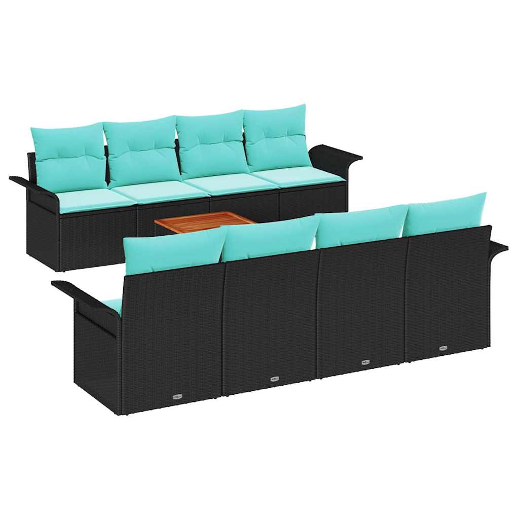 Sodo Sofų Rinkinys 9 pcs Juoda ir turkio poliratanas