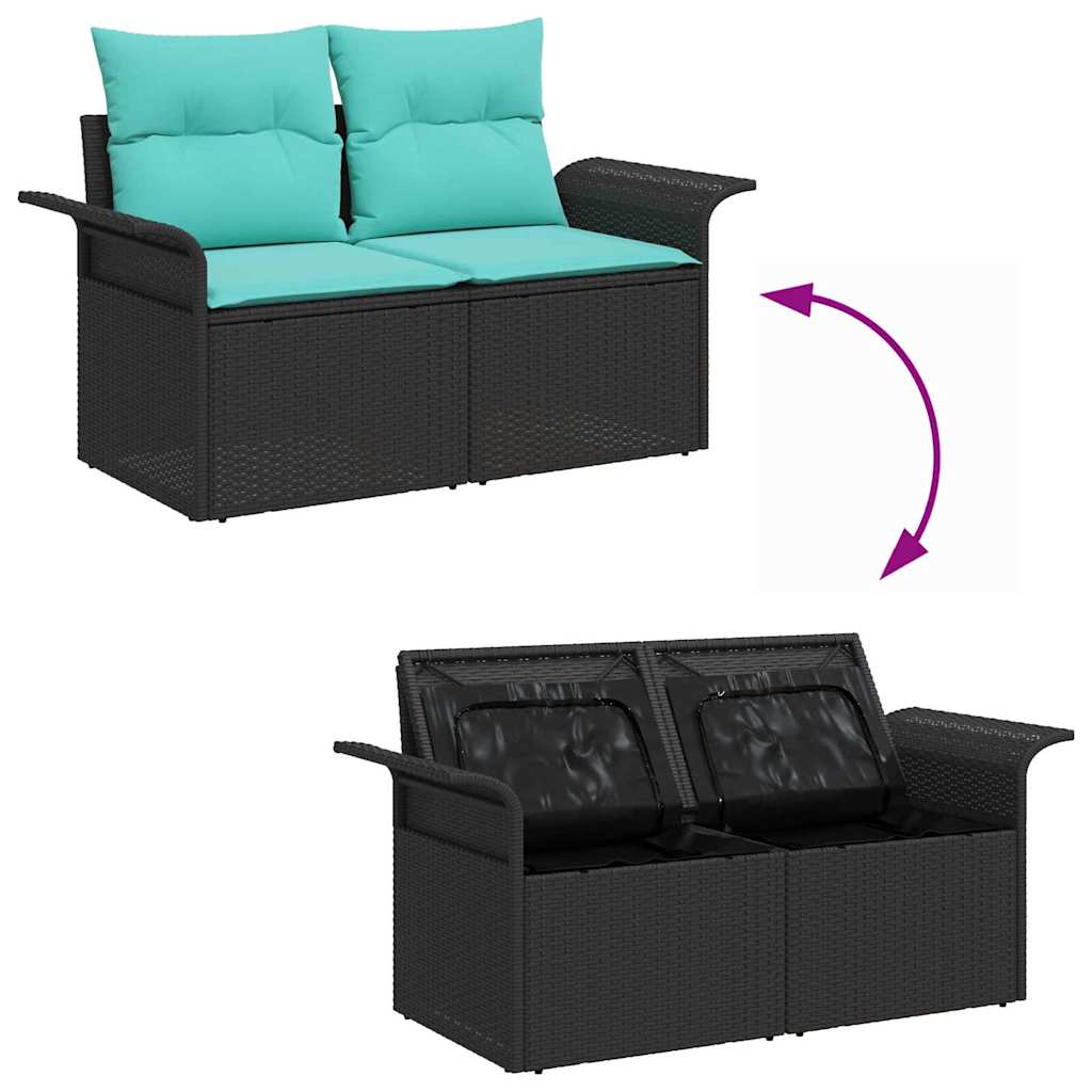 Sodo Sofų Rinkinys 9 pcs Juoda ir turkio poliratanas