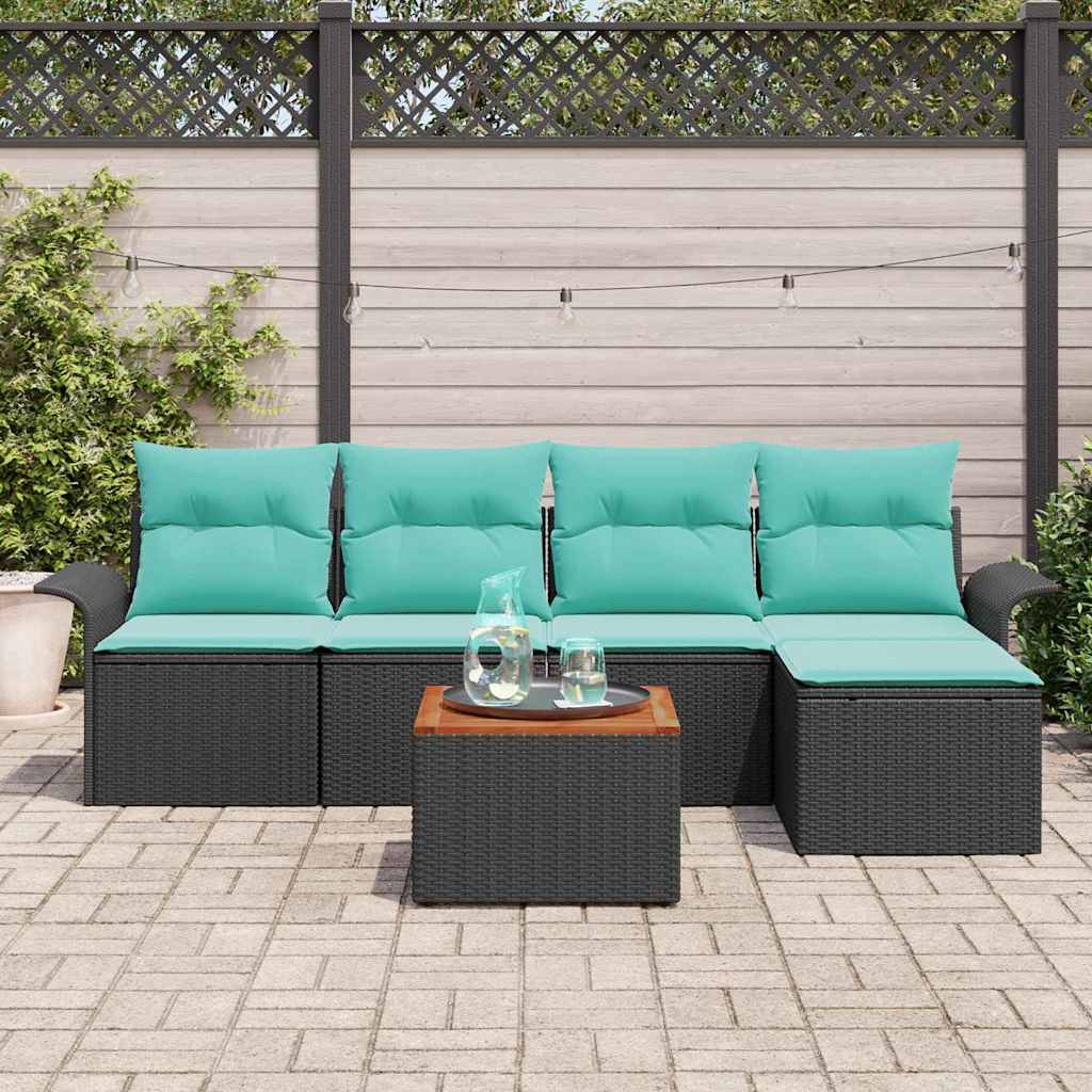 Sodo Sofų Rinkinys 6 pcs Juoda ir turkio poliratanas