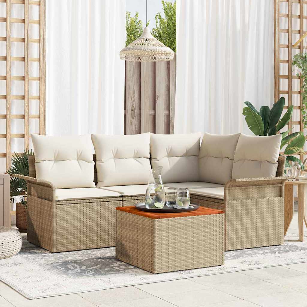 Sodo Sofų Rinkinys 5 pcs Bežinė ir kreminė 55 x 55 x 37 cm
