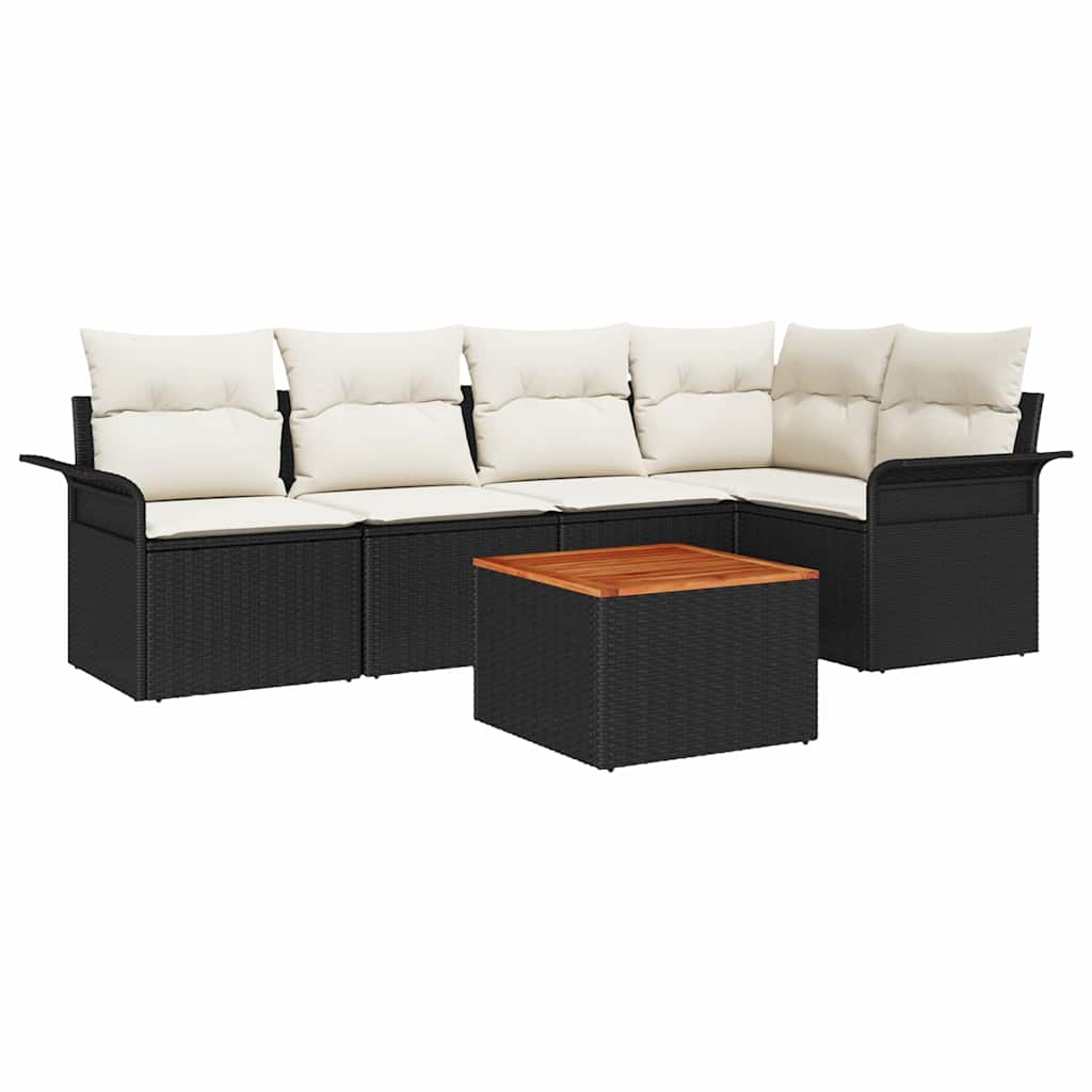 Sodo Sofų Rinkinys 6 pcs Juoda ir kreminė 55 x 55 x 37 cm