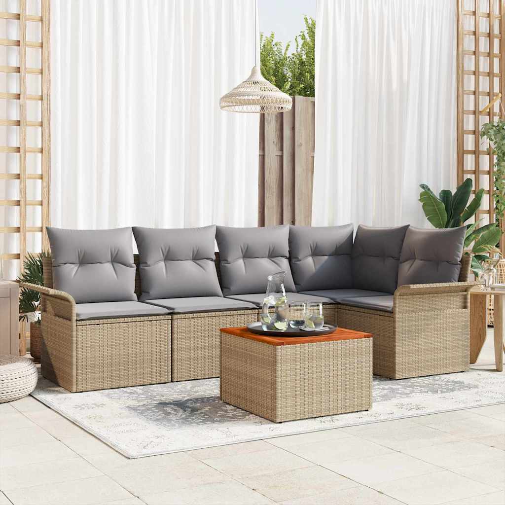Sodo Sofų Rinkinys su pagalve 6 pcs Bežinė ir šviesiai pilka